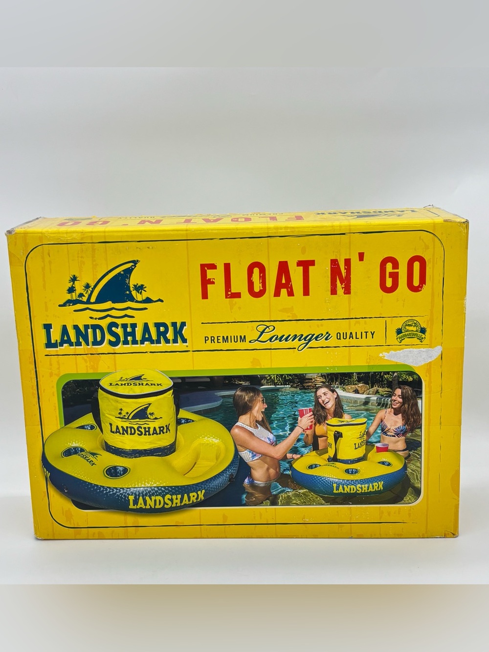 LandShark Float N Go Inflatable Floating Cooler Pool Party Lake Beach Bar 33”